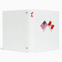 US and Peru Crossed Flags Vinyl Binder