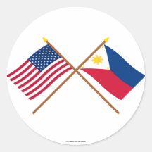 US and Philippines Crossed Flags Stickers