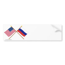 US and Russia Crossed Flags Bumper Stickers