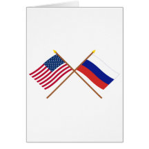 US and Russia Crossed Flags Cards