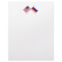 US and Russia Crossed Flags Letterhead Template