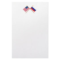US and Russia Crossed Flags Personalized Stationery