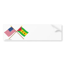 US and Sao Tome & Principe Crossed Flags bumper stickers
