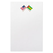 US and Sao Tome & Principe Crossed Flags stationery
