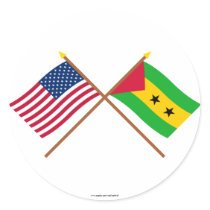 US and Sao Tome & Principe Crossed Flags stickers