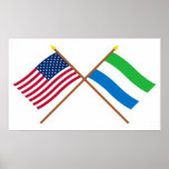 US and Sierra Leone Crossed Flags Print