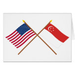 US and Singapore Crossed Flags Card