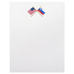 US and Slovenia Crossed Flags Personalized Letterhead