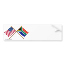 US and South Africa Crossed Flags Bumper Stickers