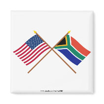US and South Africa Crossed Flags Magnets