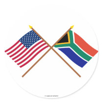 US and South Africa Crossed Flags Sticker