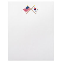 US and South Korea Crossed Flags Custom Letterhead
