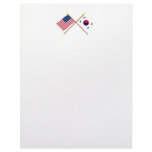 US and South Korea Crossed Flags Custom Letterhead