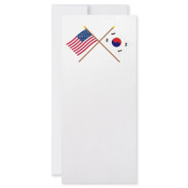 US and South Korea Crossed Flags Rack Card Design