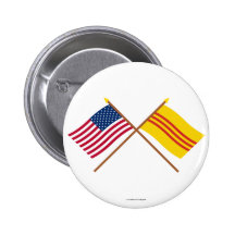 US and South Vietnam Crossed Flags Pinback Button