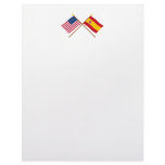 US and Spain Crossed Flags Letterhead Template