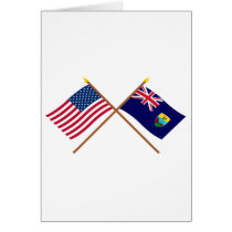 US and St Helena Crossed Flags cards