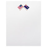 US and St Helena Crossed Flags Custom Letterhead