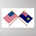 US and St Helena Crossed Flags Print