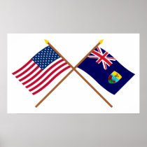 US and St Helena Crossed Flags Print