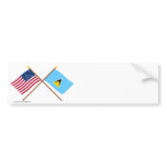 US and St Lucia Crossed Flags Bumper Sticker