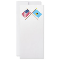 US and St Lucia Crossed Flags Rack Card Template