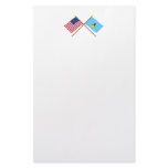 US and St Lucia Crossed Flags stationery