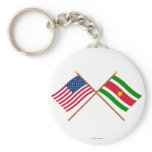 US and Suriname Crossed Flags Keychain