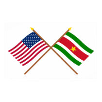 US and Suriname Crossed Flags posters