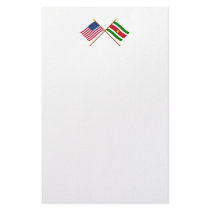 US and Suriname Crossed Flags Stationery