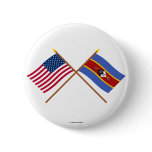 US and Swaziland Crossed Flags Buttons