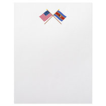 US and Swaziland Crossed Flags Personalized Letterhead