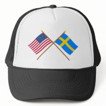 US and Sweden Crossed Flags Trucker Hat