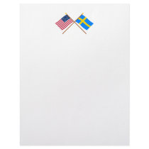 US and Sweden Crossed Flags Letterhead Template
