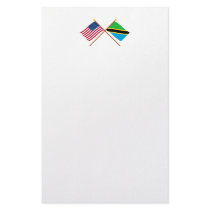 US and Tanzania Crossed Flags Customized Stationery