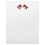 US and Tibet Crossed Flags Custom Letterhead