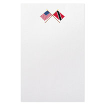 US and Trinidad & Tobago Crossed Flags Customized Stationery