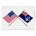 US and Tristan da Cunha Crossed Flags Cards
