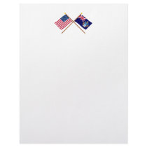 US and Tristan da Cunha Crossed Flags Customized Letterhead