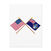 US and Tristan da Cunha Crossed Flags postcards by Vexillophile US and Tristan da Cunha Crossed Flags postcards