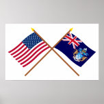 US and Tristan da Cunha Crossed Flags posters