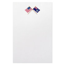 US and Tristan da Cunha Crossed Flags Customized Stationery