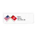 US and Tunisia Crossed Flags labels