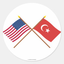 US and Turkey Crossed Flags Sticker
