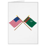 US and Turkmenistan Crossed Flags cards