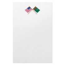 US and Turkmenistan Crossed Flags stationery