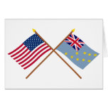 US and Tuvalu Crossed Flags cards