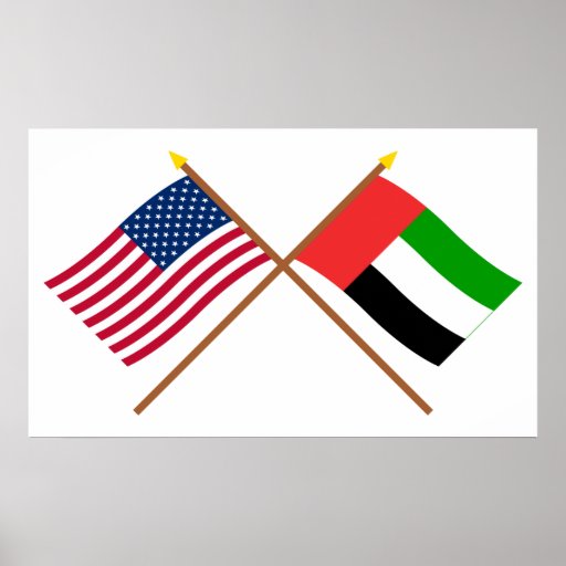 US and United Arab Emirates Crossed Flags Poster Zazzle