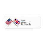 US and United Kingdom Crossed Flags Custom Return Address Label