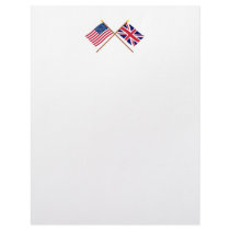 US and United Kingdom Crossed Flags Custom Letterhead